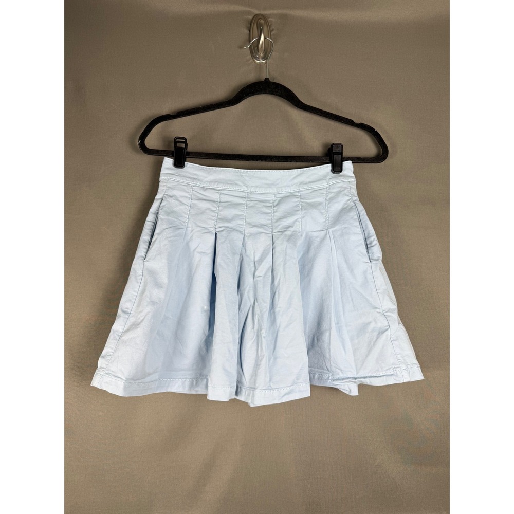 American Eagle Pleated Mini Skirt Womens 2 Regular Light Blue Cotton Lyocell